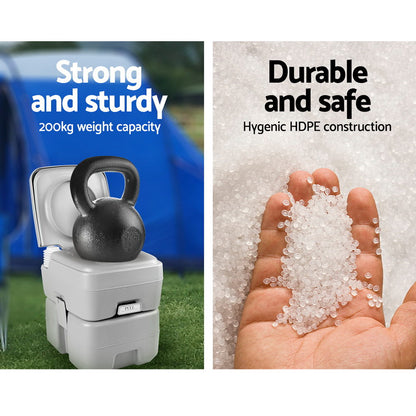 Weisshorn 20L Portable Outdoor Camping Toilet - Grey Tristar Online