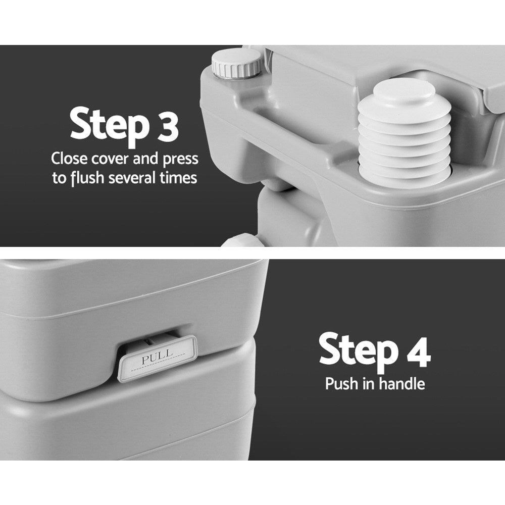 Weisshorn 20L Portable Outdoor Camping Toilet - Grey Tristar Online