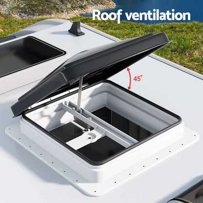 Weisshorn Caravan Roof Vent Hatch RV Skylight Motorhome Camper 350x350mm Black Tristar Online