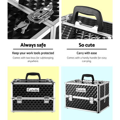 Embellir Portable Cosmetic Beauty Makeup Case - Diamond Black Tristar Online