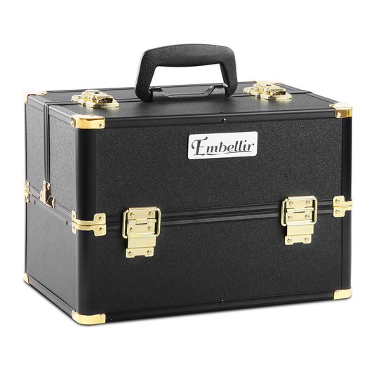 Embellir Portable Cosmetic Beauty Makeup Case - Black & Gold Tristar Online