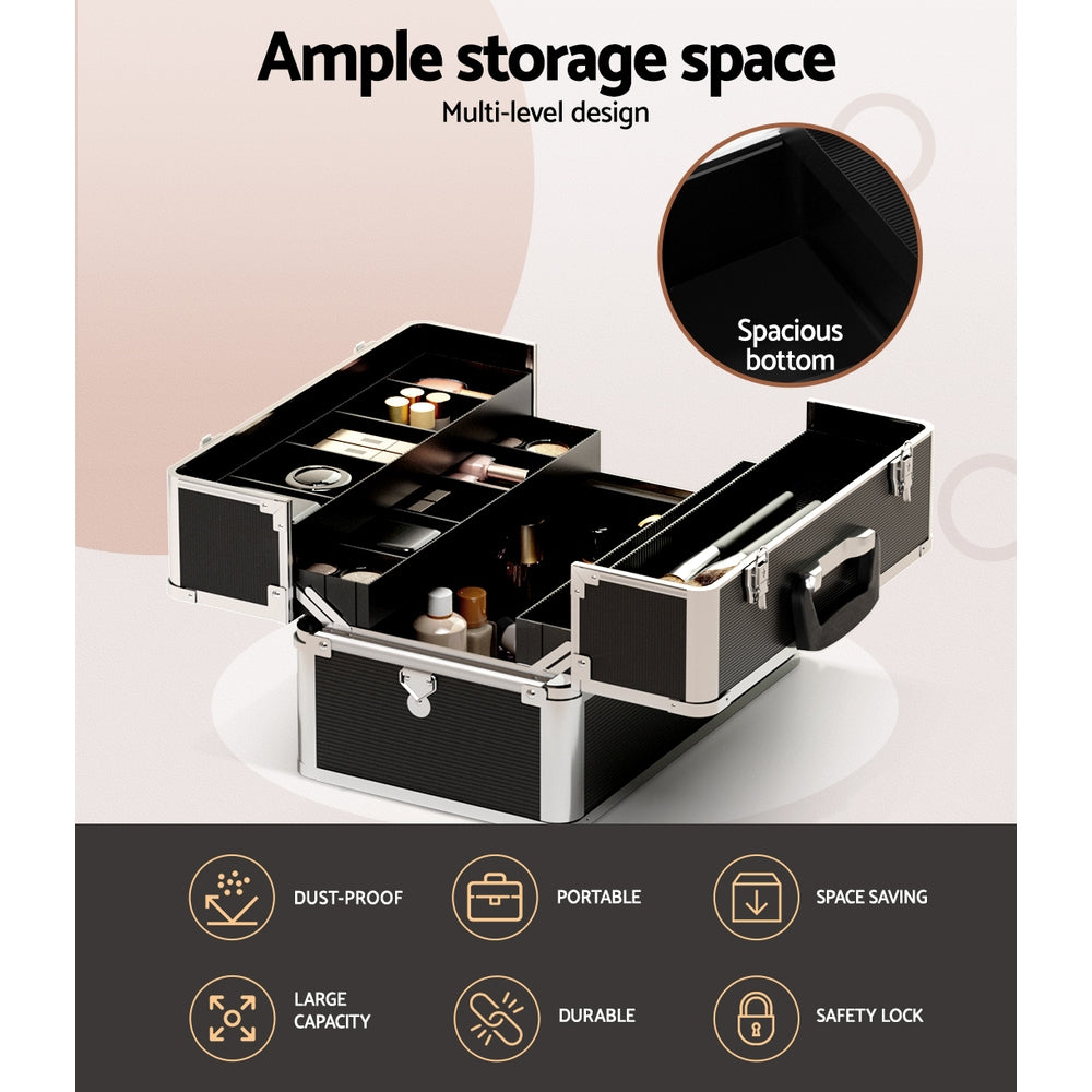 Embellir Portable Cosmetic Beauty Makeup Case- Black Tristar Online