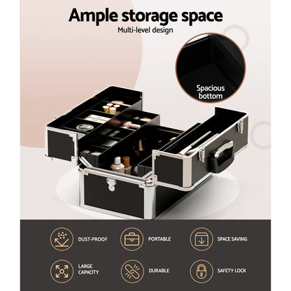 Embellir Portable Cosmetic Beauty Makeup Case- Black Tristar Online