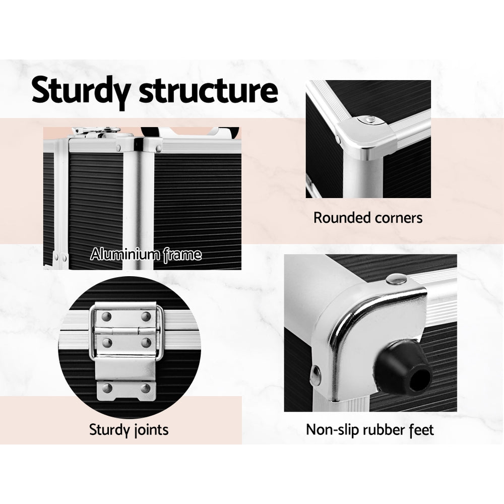 Embellir Portable Cosmetic Beauty Makeup Case- Black Tristar Online