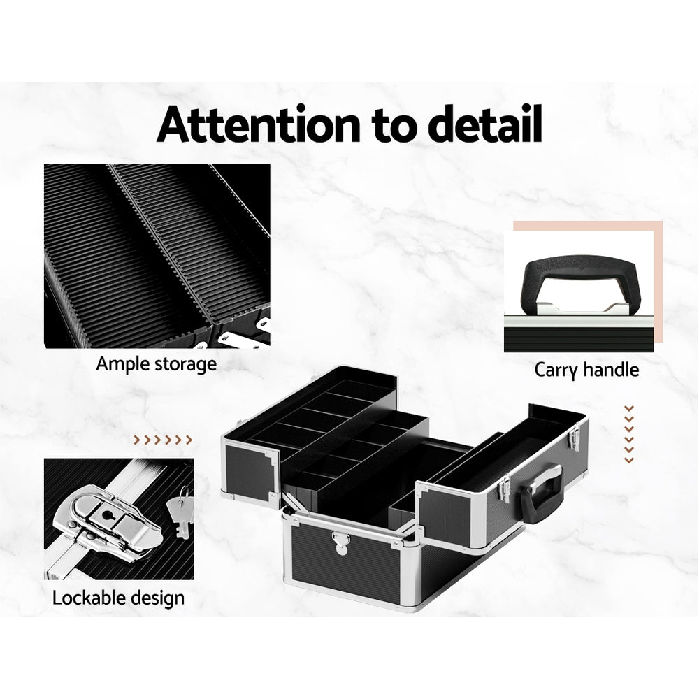 Embellir Portable Cosmetic Beauty Makeup Case- Black Tristar Online