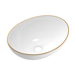 Cefito Bathroom Basin Ceramic Vanity Sink Hand Wash Bowl Gold Line 41x34cm Tristar Online