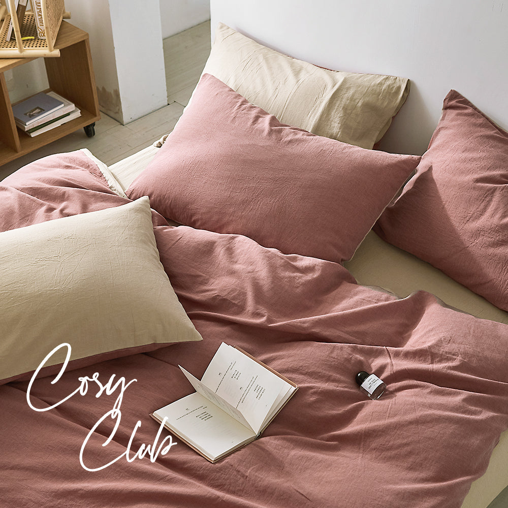 Cosy Club Quilt Cover Set Cotton Duvet Double Red Beige Tristar Online