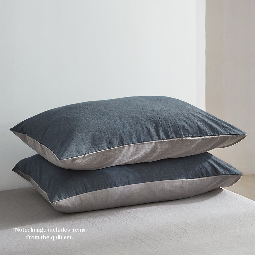 Cosy Club Sheet Set Cotton Sheets Double Dark Blue Grey Tristar Online