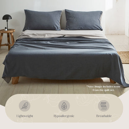 Cosy Club Sheet Set Cotton Sheets Double Dark Blue Grey Tristar Online