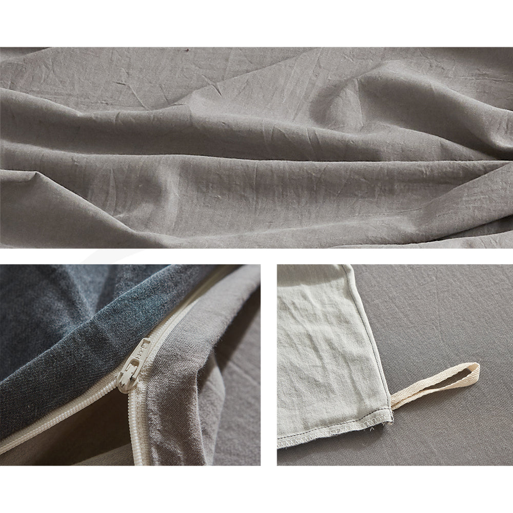 Cosy Club Sheet Set Cotton Sheets Double Dark Blue Grey Tristar Online