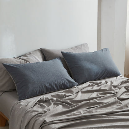 Cosy Club Sheet Set Cotton Sheets Double Dark Blue Grey Tristar Online