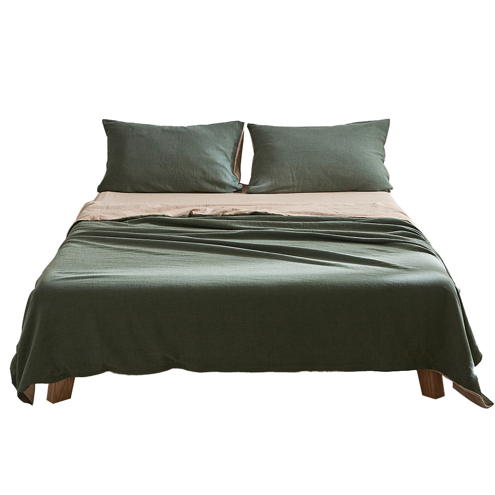 Cosy Club Sheet Set Cotton Sheets Double Green Beige Tristar Online