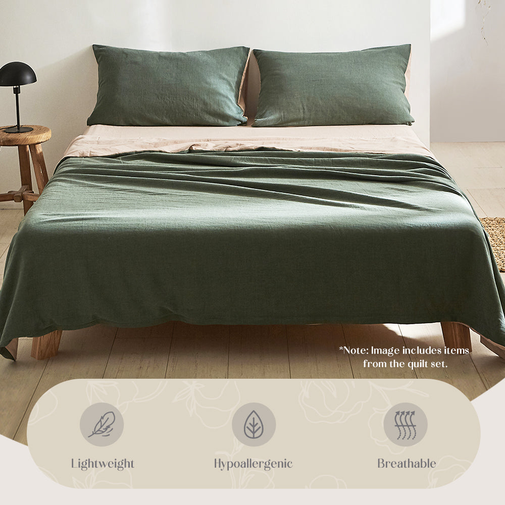 Cosy Club Sheet Set Cotton Sheets Double Green Beige Tristar Online