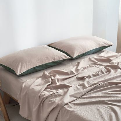 Cosy Club Sheet Set Cotton Sheets Double Green Beige Tristar Online