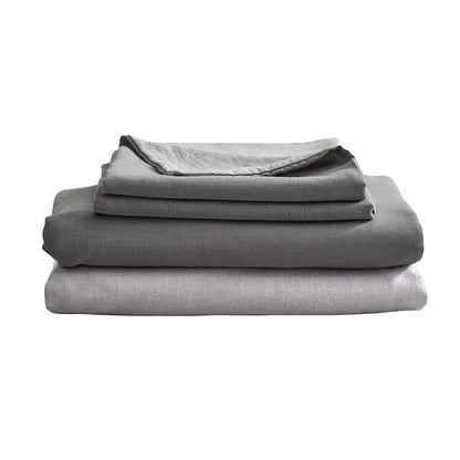 Cosy Club Washed Cotton Sheet Set Grey Double Tristar Online
