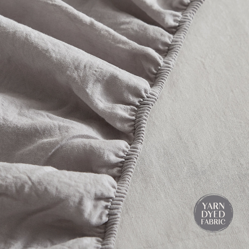 Cosy Club Washed Cotton Sheet Set Grey Double Tristar Online