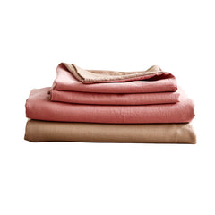 Cosy Club Washed Cotton Sheet Set Pink Brown Double Tristar Online