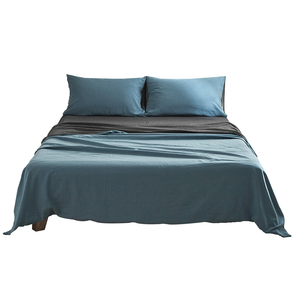 Cosy Club Sheet Set Cotton Sheets Single Blue Dark Blue Tristar Online