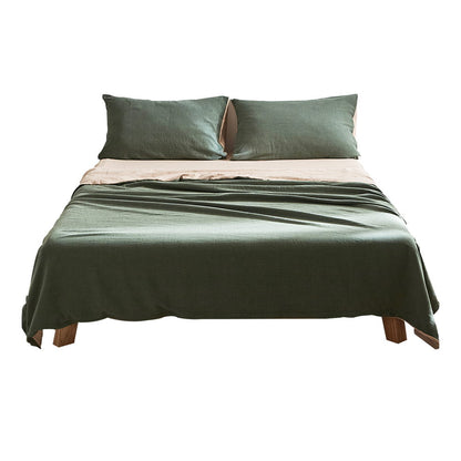 Cosy Club Sheet Set Cotton Sheets Single Green Beige Tristar Online