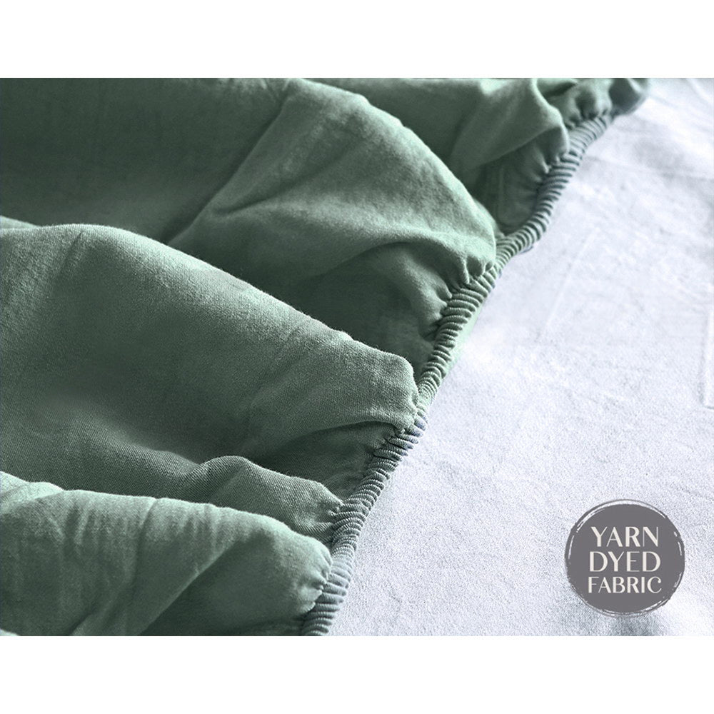 Cosy Club Sheet Set Cotton Sheets Single Green Beige Tristar Online