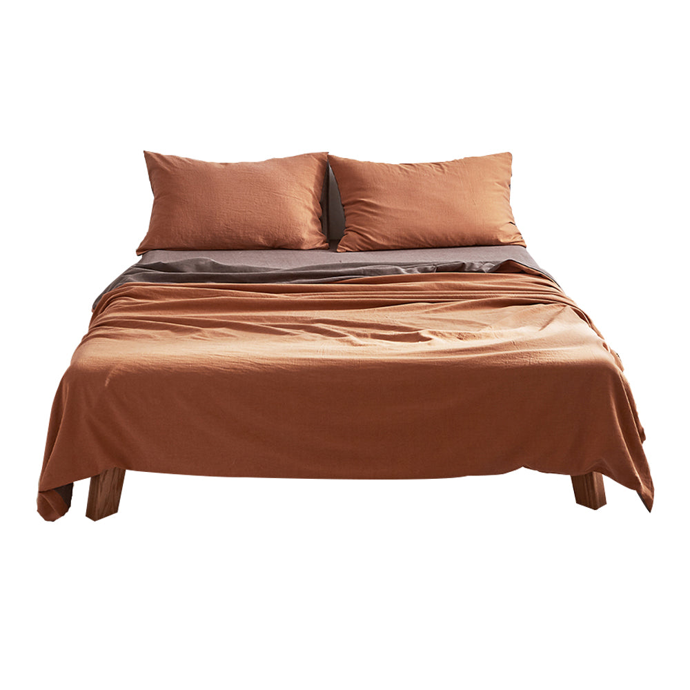 Cosy Club Sheet Set Cotton Sheets Single Orange Brown Tristar Online