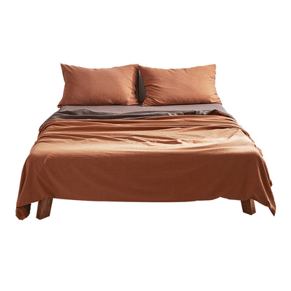 Cosy Club Sheet Set Cotton Sheets Single Orange Brown Tristar Online