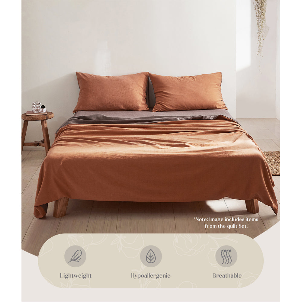 Cosy Club Sheet Set Cotton Sheets Single Orange Brown Tristar Online