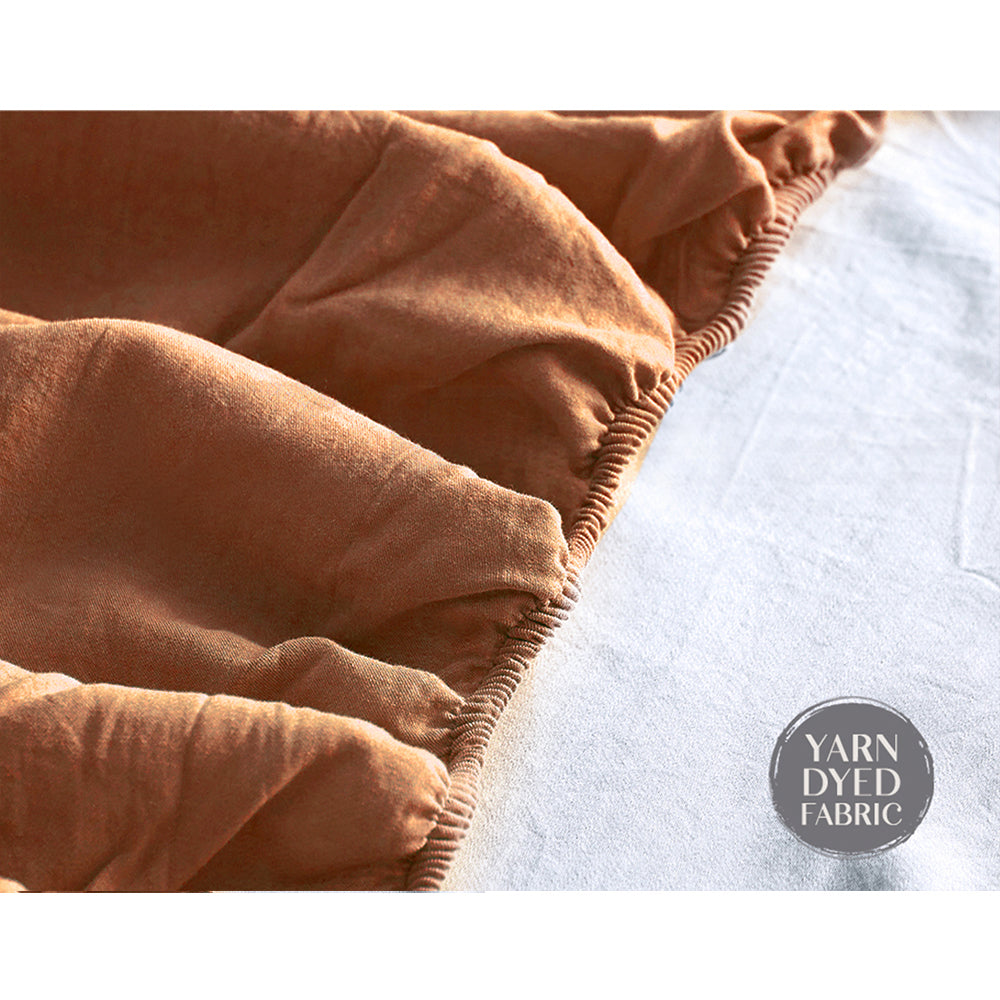 Cosy Club Sheet Set Cotton Sheets Single Orange Brown Tristar Online
