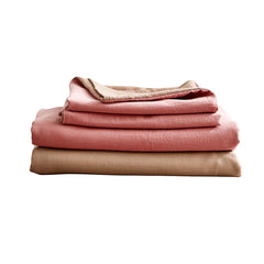 Cosy Club Washed Cotton Sheet Set Pink Brown Single Tristar Online