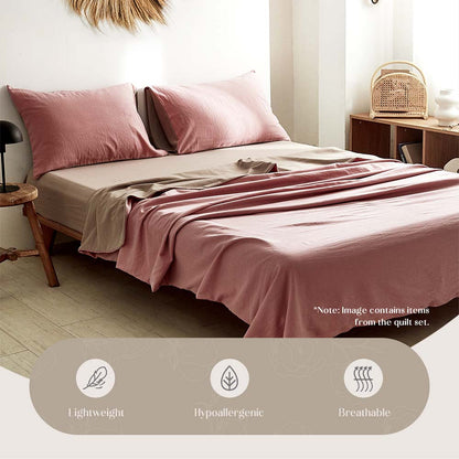 Cosy Club Washed Cotton Sheet Set Pink Brown Single Tristar Online