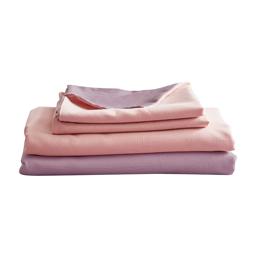 Cosy Club Washed Cotton Sheet Set Pink Purple Single Tristar Online
