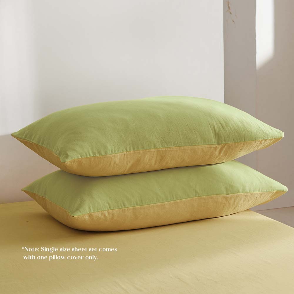 Cosy Club Washed Cotton Sheet Set Single Yellow Tristar Online