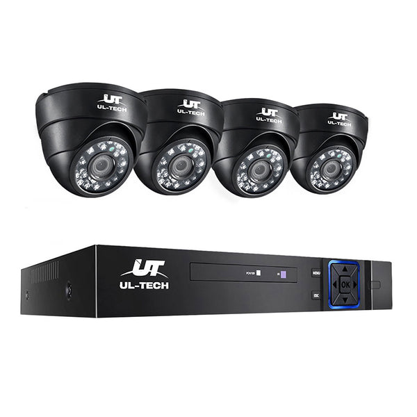 UL-tech CCTV Camera Security System Home 8CH DVR 1080P IP Day Night 4 Dome Cameras Kit Tristar Online