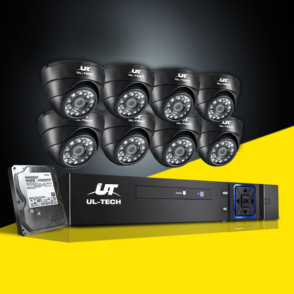 UL-tech CCTV 8 Dome Cameras Home Security System 8CH DVR 1080P 1TB IP Day Night Tristar Online