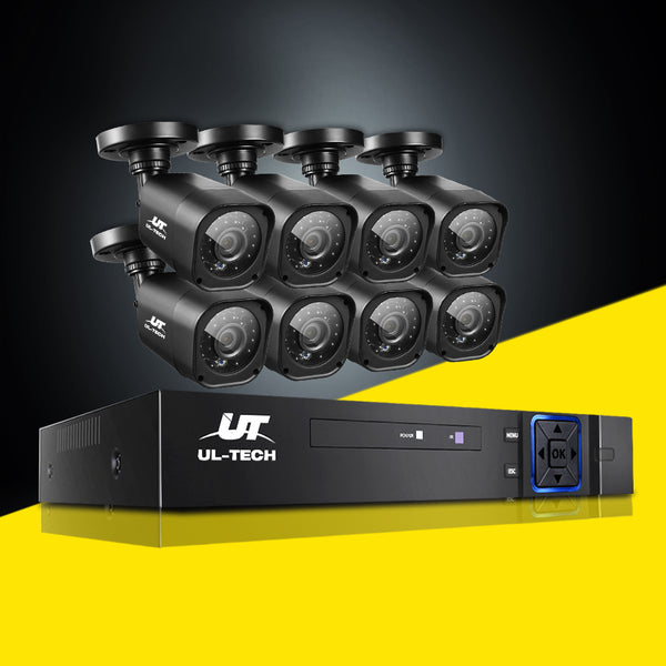 UL-TECH 8CH 5 IN 1 DVR CCTV Security System Video Recorder /w 8 Cameras 1080P HDMI Black Tristar Online