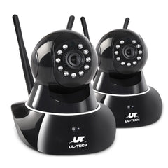 UL Tech Set of 2 1080P Wireless IP Cameras - Black Tristar Online
