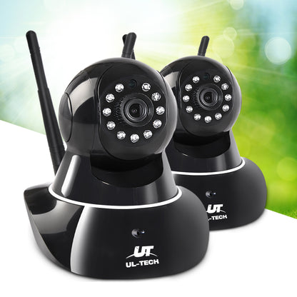 UL Tech Set of 2 1080P Wireless IP Cameras - Black Tristar Online