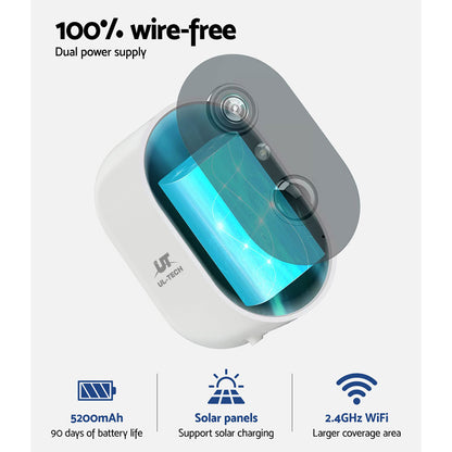 UL-tech 1080P Wireless Security IP Camera Rechargeable Outdoor CCTV Solar Panel Tristar Online