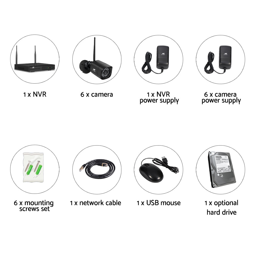 UL-tech CCTV Wireless Security Camera System 8CH Home Outdoor WIFI 6 Square Cameras Kit 1TB Tristar Online