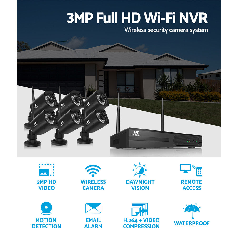 UL-tech CCTV Wireless Security Camera System 8CH Home Outdoor WIFI 6 Square Cameras Kit 1TB Tristar Online