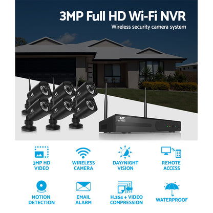 UL-tech CCTV Wireless Security Camera System 8CH Home Outdoor WIFI 6 Square Cameras Kit 1TB Tristar Online