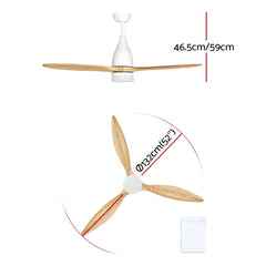 Devanti 52'' Ceiling Fan LED Light Remote Control Wooden Blades Timer 1300mm Tristar Online