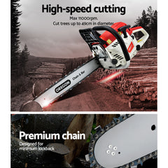 Giantz Petrol Chainsaw Commercial 52cc E-Start 20 Oregon Bar Pruning Chain Saw Tristar Online