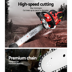 Giantz Petrol Chainsaw Chain Saw E-Start Commercial 45cc 16'' Top Handle Tree Tristar Online