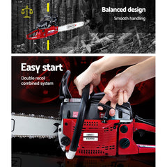 GIANTZ 52CC Petrol Commercial Chainsaw Chain Saw Bar E-Start Black Tristar Online