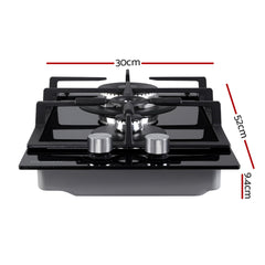 Devanti Gas Cooktop 30cm Gas Stove Cooker 2 Burner Cook Top Konbs NG LPG Black Tristar Online