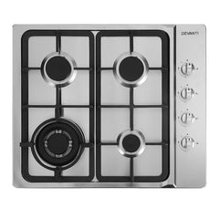Devanti Gas Cooktop 60cm Kitchen Stove 4 Burner Cook Top NG LPG Stainless Steel Silver Tristar Online