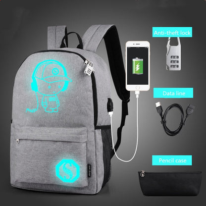 Luminous School Bags For Kids, College Bags For Boys & Girls Students With Waterproof USB Luminous