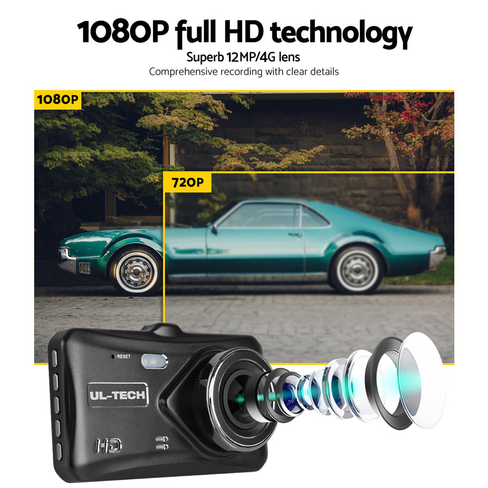 UL Tech 4 Inch Dual Camera Dash Camera - Black Tristar Online