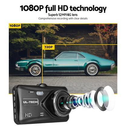 UL Tech 4 Inch Dual Camera Dash Camera - Black Tristar Online